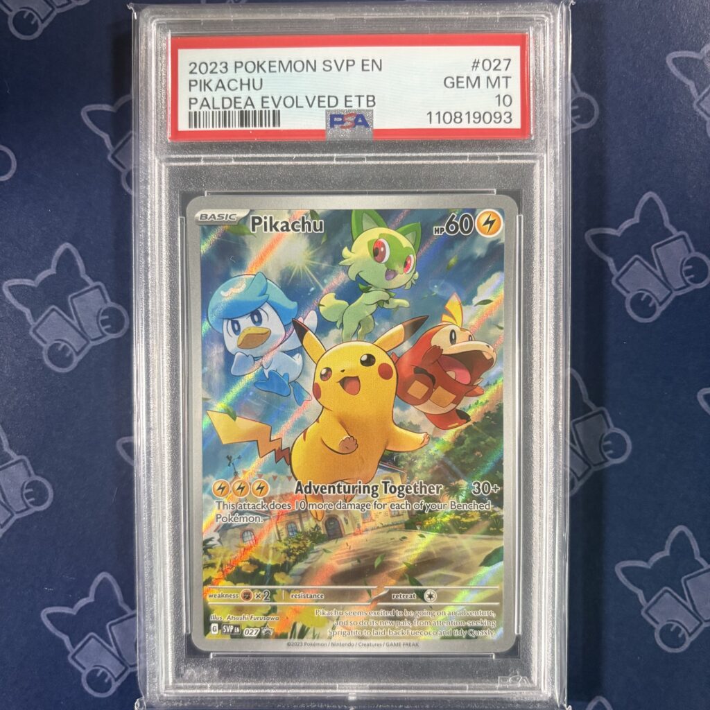 Pikachu 027 English Scarlet & Violet Promotional Cards PSA 10 GEM MT certificate 110819093 slab front